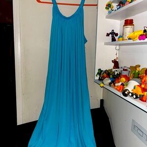 Blue cover up  Dress with Scoop Neck